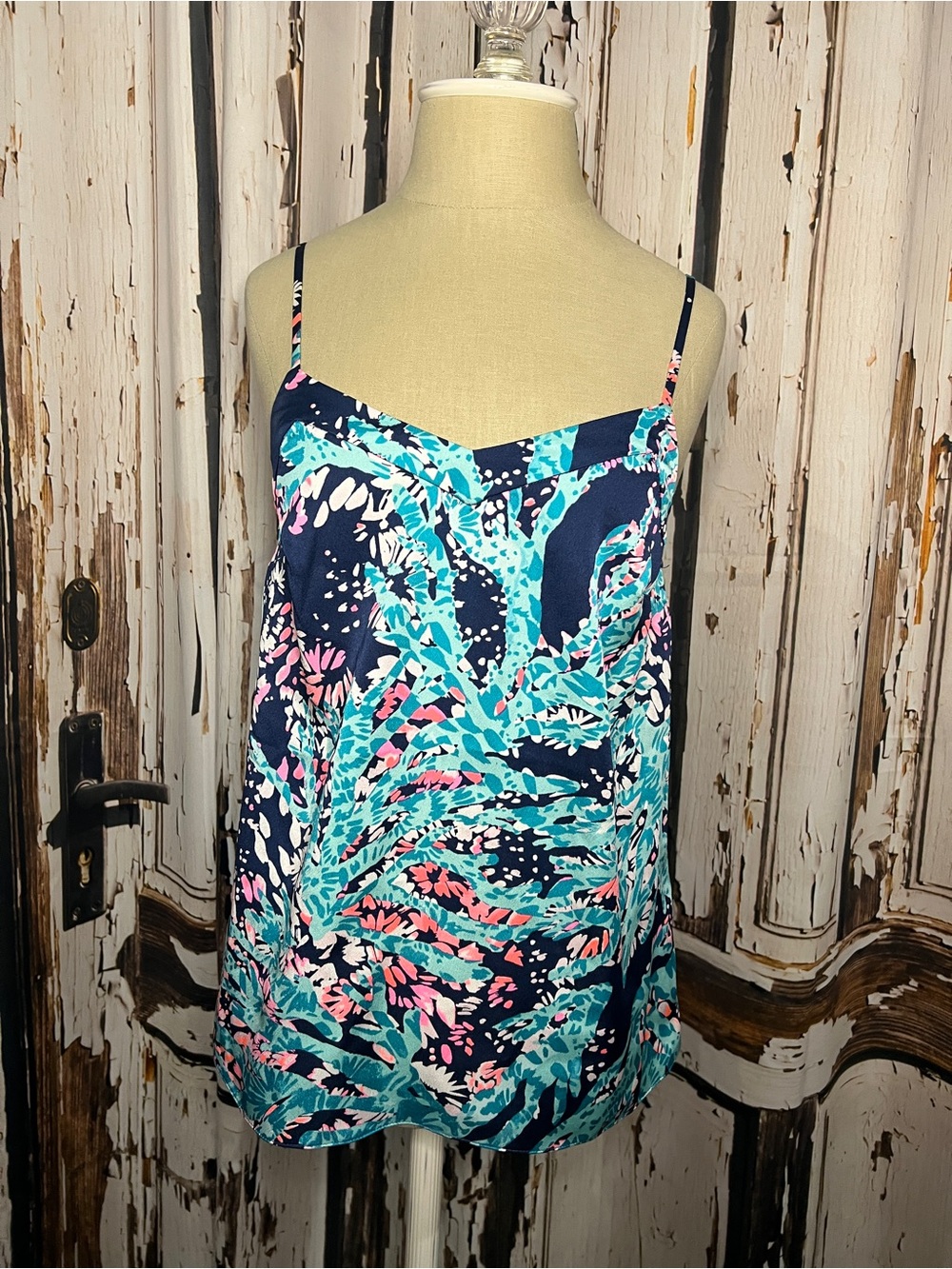 Lilly Pulitzer Summer Coral Tropical Tank with Teal & Pink Accents